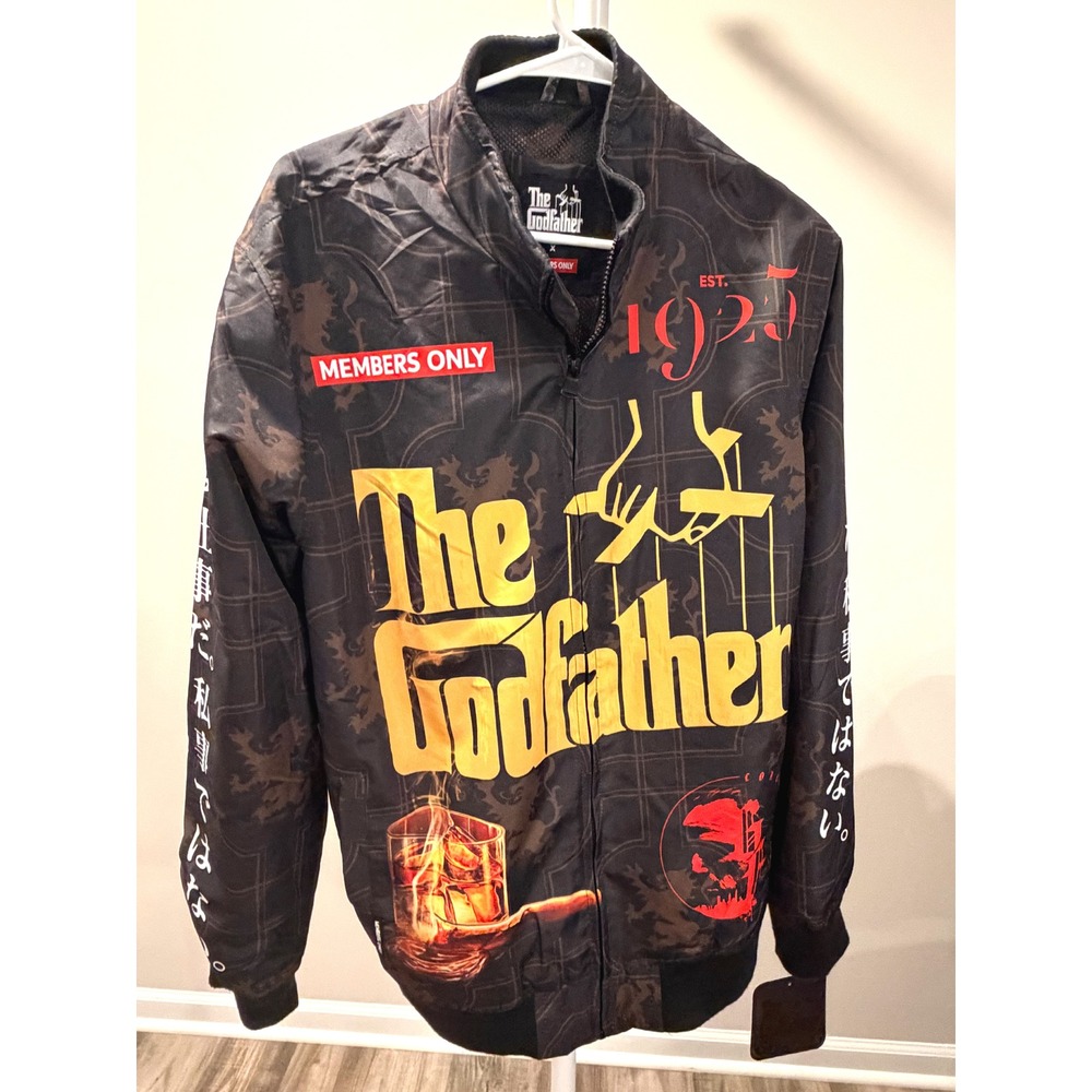 NWT Members Only The Godfather Graphic Bomber Jacket Y2K Streetwear Mens Large